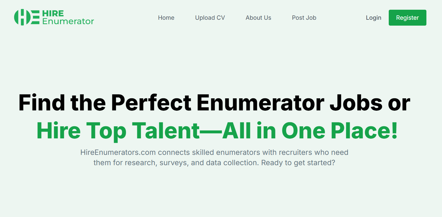 HireEnumerator.com landing page
